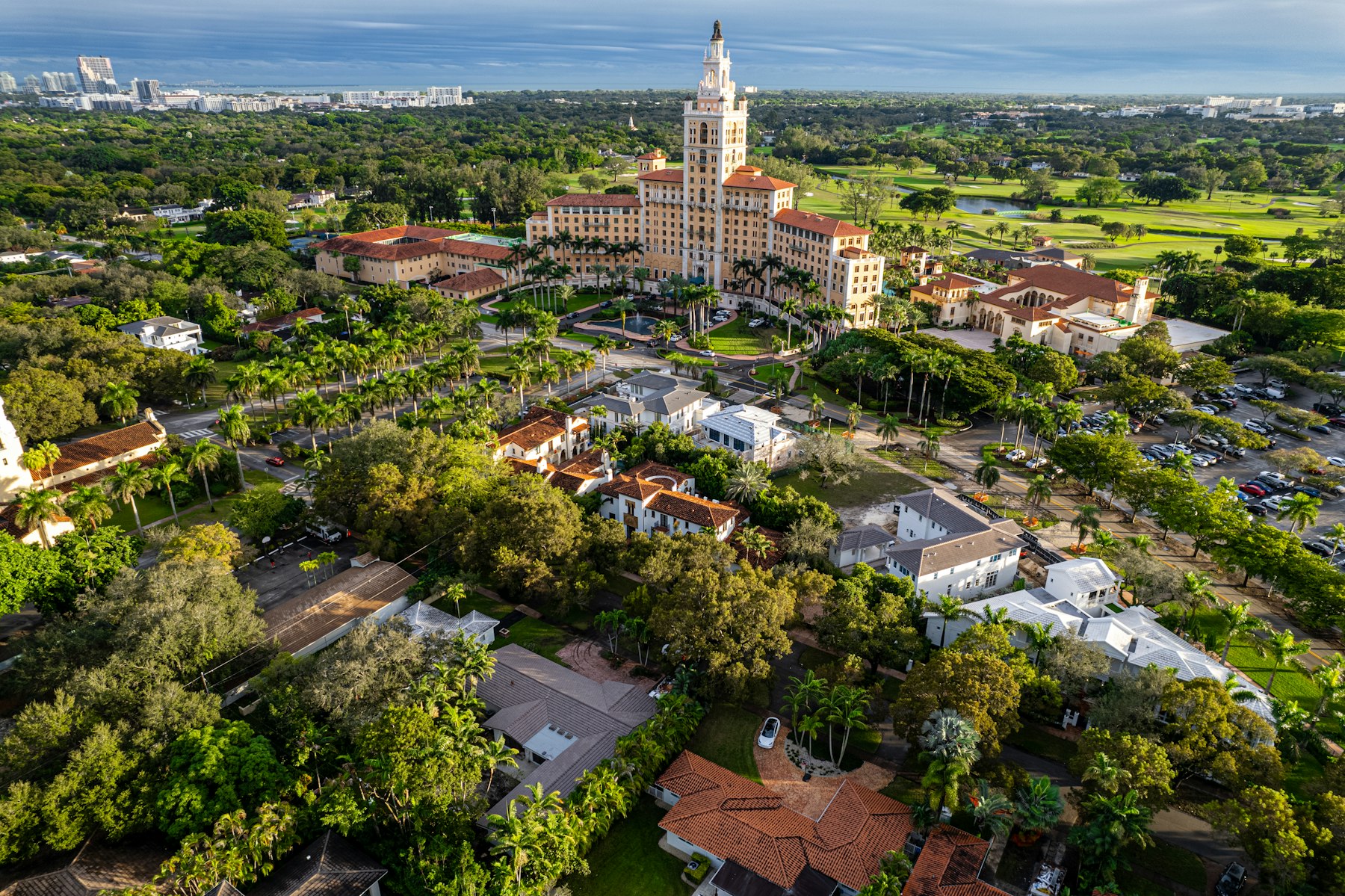 Aerial view of Coral Gables with the Biltmore tower